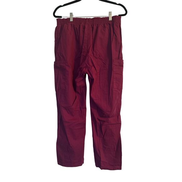 GUC Dickies Unisex Maroon Scrub Pants Elastic Waist Size Petite Large - Picture 2 of 5